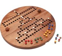 LOGOPLAY Blockade XL - Gioco da tavolo rotondo in legno per 2-4 giocatori, tavolo da gioco rotondo pieghevole in legno Samena, diametro 34 cm, gioco di dadi tattico con pietre di blocco, gioco di