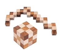 LOGOPLAY Cubo di serpente, 3 x 3, misura L, 7,5 x 7,5 x 7,5 cm, a forma di serpente in 3D, gioco di pensiero, gioco di pazienza, gioco di logica in pregiato legno