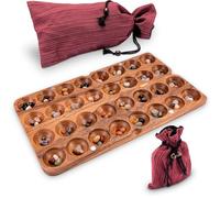 LOGOPLAY Gioco Hus con chiusura magnetica e grande sacchetto in tessuto, per 2 giocatori, Bao Kalaha, con pietre preziose