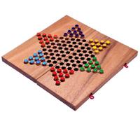 LOGOPLAY Halma Gr. L, Stern Halma, Dama Cinese, Gioco di Strategia, Gioco da Tavolo in Legno Con Tabellone Pieghevole (Multicolore)