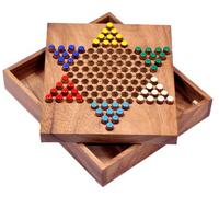 LOGOPLAY Halma Gr. S, Stern Halma, Dama Cinese, Gioco di Strategia, Gioco da Tavolo in Legno (Multicolore)