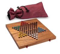 LOGOPLAY Halma taglia L per 2-6 giocatori con borsa in tessuto - campo da gioco 26 x 27 cm - 6 x 10 pezzi da gioco