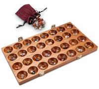 LOGOPLAY Hus - Gioco con chiusure in metallo, per 2 giocatori, Bao, Kalaha, Mancala, con pietre preziose incluse