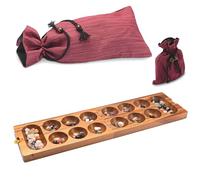 LOGOPLAY Kalaha Gioco per 2 giocatori con sacchetto di stoffa - Campo da gioco 14 x 49 cm - Hus - Bao - con pietre preziose