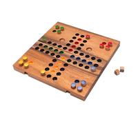 LOGOPLAY Ludo Gr. L, Gioco di Dadi, Gioco di società, Gioco di Famiglia in Legno con Tabellone Richiudibile (Marrone)