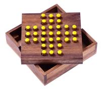 LOGOPLAY Solitario - gioco di slot - gioco di pensiero - gioco di indovinelli - gioco di pazienza - gioco di logica in legno, Tappi giallo, Gr. S 11 x 11 x 3,5 cm (Piccolo)