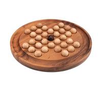 LOGOPLAY Solitario Gr. Xl Rotondo Con Palline, Diametro 26 Cm, Solitario, Rompicapo, Gioco di Indovinelli, Gioco di Pazienza, Gioco di Logica in Legno Di Samena (Marrone)