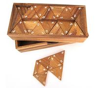 LOGOPLAY Tridomino, Domino a Triangolo, Gioco di Posa, Gioco da Tavolo in Legno Con Numeri Bianchi (Bianco)