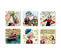Logoshirt® Braccio di Ferro I Popeye & Olivia Oyl I Set di 6 I Sottobicchieri I Coaster I Sughero I 10x10cm I Stampa Resistente I Disegno Originale su Licenza