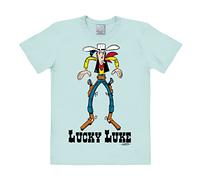 Logoshirt® Comics - Cowboy - Lucky Luke - Colpo I Maglietta - T-Shirt Stampate da Donna e Uomo I Blu Chiaro I Design Originale su Licenza, Taglia L