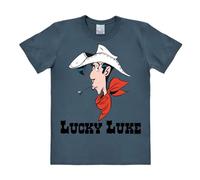 Logoshirt Comics - Cowboy - Lucky Luke Ritratto T-Shirt Uomo - Blu - Design Originale Concesso su Licenza, Taglia XL