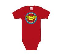 Logoshirt® DC Comics - Wonder Woman - Logo Cerchio I Body Neonato e Neonata I Rosso I Design Originale Concesso su Licenza I Taglia 74-80
