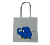 Logoshirt® Die Sendung mit der Maus I Elefante I Happy I Borsa in cotone I Stampata I Manici lunghi I grigio I Design originale su licenza