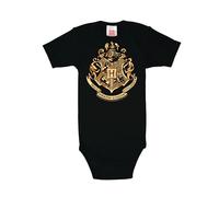 Logoshirt Film - Harry Potter - Hogwarts - Emblema - Tutina neonata - Baby Body - Nero - Design Originale Concesso su Licenza, Taglia 74/8, 7-12 Mesi