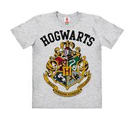 Logoshirt Harry Potter - Blasone - Hogwarts Logo T-Shirt - Maglietta Organico per Bambini - Grigio Melange - Design Originale Concesso su Licenza, Taglia 14, 9-1 Anni