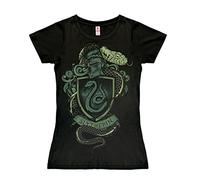 Logoshirt Harry Potter - Blasone - Serpeverde Logo - Serpente T-Shirt Donna - Nero - Design Originale Concesso su Licenza, Taglia S