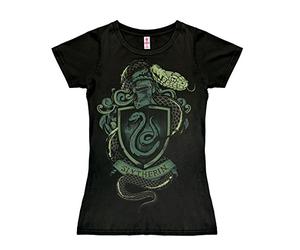 Logoshirt Harry Potter - Blasone - Serpeverde Logo - Serpente T-Shirt Donna - Nero - Design Originale Concesso su Licenza, Taglia S