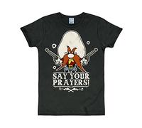 Logoshirt Looney Tunes - Yosemite Sam - Say Your Prayers Maglietta Slim Fit - Nero - Design Originale Concesso su Licenza, Taglia M