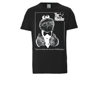 LOGOSHIRT Maglietta 'Sesamstrasse - Krümelmonster Pate' nero / bianco Uomo LOGOSHIRT L