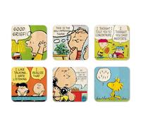 Logoshirt® Peanuts I Charlie Brown & Amici I Comunicazione I Set di 6 I Sottobicchieri I Coaster I Sughero I 10x10cm I Stampa Resistente I Disegno Originale su Licenza