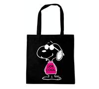 Logoshirt®️ Peanuts I Snoopy I Joe Cool (Rosa) I Borsa in cotone I Stampata I Manici lunghi I nero I Design originale su licenza