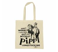 Logoshirt® Pippi Calzelunghe I Citazione I Borsa in cotone I Stampata I Manici lunghi I naturale I Design originale su licenza