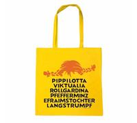 Logoshirt® Pippi Calzelunghe I Nome I Borsa in cotone I Stampata I Manici lunghi I giallo I Design originale su licenza