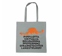 Logoshirt® Pippi Calzelunghe I Nome I Borsa in cotone I Stampata I Manici lunghi I grigio I Design originale su licenza