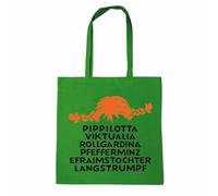 Logoshirt® Pippi Calzelunghe I Nome I Borsa in cotone I Stampata I Manici lunghi I verde I Design originale su licenza