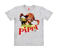 Logoshirt®️ Pippi Calzelunghe I Signor Nilsson I Maglia I T-Shirt Stampate I Cotone bio I Bambini I Ragazzo I Grigio Melange I Design Originale su Licenza I Taglia 7-8 Anni
