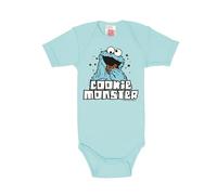 Logoshirt® Sesamo apriti - Cookie Monster I Baby Body - Tutina neonata I Azzurro Chiaro I Design Originale Concesso su Licenza, Taglia 62-68
