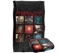 LOGOVISION It Chapter 2 Pennywise Squares Coperta super morbida al tatto setoso - 91 x 147 cm
