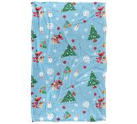 LOGOVISION Sesame Street Holiday Footprints In The Snow Pattern Coperta super morbida al tatto setoso - 91 x 147 cm