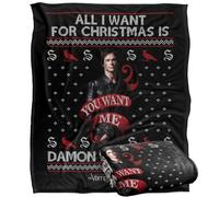 LOGOVISION The Vampire Diaries All I Want For Christmas Is Damon Salvatore Coperta super morbida al tatto setoso - 152 x 127 cm