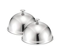 LOGSEE Formaggio Che fonde Cupola 2 Pezzi in Acciaio Inox Ristorante Cloche servire Piatto Cibo Copertura Cupola Piastra Copre per Mantenere Il Cibo Caldo Argento, 28cm