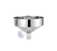 LOGSEE Imbuto da Cucina in Acciaio Inox con Filtro Rimovibile 20 cm Imbuto Metallico Multifunzionale per Polvere liquidi Oli marmellata (Color : Silver, Size : 20/2.8cm)