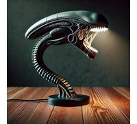 LOGT 2025 Nuova Lampada da Tavolo Sci Fi LED Alien 3D Resin Night Light, Scultura Nera Nello Spazio Elemento Decorativo della Luce della Lampada Lampadas da Tavolo del Mostro Spaziale 3D,A