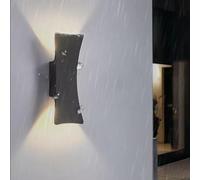 LOGT Applique a LED da 7W Nera con Luce Verso l'alto e Verso il Basso Impermeabile, Moderna,per Interni ed Esterni in Alluminio 3000K Luce Calda Lampada da Esterno per Soggiorno e Camera da Letto