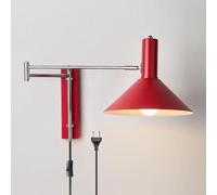 LOGT Braccio orientabile Lampada da Parete con Interruttore e cavo Applique da Interno Vintage Illuminazione Industriale da Parete Regolabile Braccio lungo Luce da Lettura da Parete Braccio,Rosso