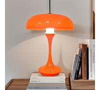 LOGT Lampada a Fungo Arancione LED Luce a Fungo da Tavolo Illuminazione a Batteria Ricaricabile Luce Fungo da Letto Lampada da Tavolo Touch Control Dimmerabile Illuminazione Moderna Interno,Arancia