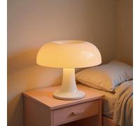 LOGT Lampada a LED a forma di fungo con cavo USB e interruttore; lampada da tavolo a forma di fungo arancione; luce da tavolo dimmerabile per interni; illuminazione moderna; lanterna USB,Bianca