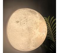 LOGT Lampada da Parete a LED Luna Applique da Interno Rotonda Luce di Luna Globo Acrilico Plafoniera Stampa 3D Luna Plafoniera Deco Pianeta Luce da Parete per Camera da Letto Ristorante,25CM