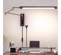 LOGT Lampada da Parete LED 12W con Braccio Orientabile e Interruttore Applique Touch Dimmerabile con Spina Cavo Lampada da Lettura da Parete Regolabile Braccio Lungo Illuminazione da Parete,D'oro