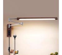 LOGT Lampada da Parete LED 12W con Braccio Orientabile e Interruttore Applique Touch Dimmerabile con Spina Cavo Lampada da Lettura da Parete Regolabile Braccio Lungo Illuminazione da Parete,Argento