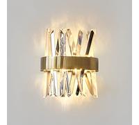 LOGT Lampada Da Parete Moderna Applique Da Parete in Cristallo Dorato Lampada Da Comodino Per Camera Da Letto LED Interni Illuminazione Soggiorno Lampada Da Corridoio Bianco Caldo 3000K