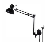 LOGT Lampada da Parete Orientabile con cavo Spina e Interruttore Lampada da Parete per Interni in Alluminio Nero; Illuminazione da Parete con Braccio Orientabile Lambada da Soggiorno con Attacco E27