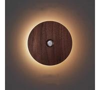 LOGT Lampada da parete ricaricabile a LED con rilevatore di movimento, Applique in legno da interno USB ricaricabile senza fili luce scale parete luce notturna magnete a batteria 3000K,A