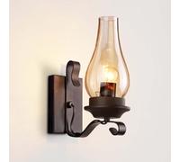 LOGT Lampada da Parete Rustica da Interno Applique Vintage Paralume in Vetro Lanterna da Corridoio Luce Antica Nostalgia Illuminazione da Parete 1 Fiamma Stile Country Vecchia Lampada ad Olio Rustica