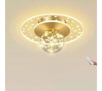 LOGT Lampada da soffitto a LED Dimmerabile con Telecomando Lampada a forma di Stella e Luna Luce per Camera dei Bambini Luci da Soffitto Rotonde con Paralume in Vetro Applique da Soffitto,D'oro