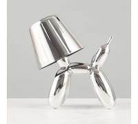 LOGT Lampada da Tavolo Decorativa Balloon Dog Lampada da Tavolo a Batteria Dimmerabile a LED Ricaricabile Luce da Tavolo Cartoon Pet Dog Kids Lamp Lampada Portatile Regolabile Luce Notturna,Argento